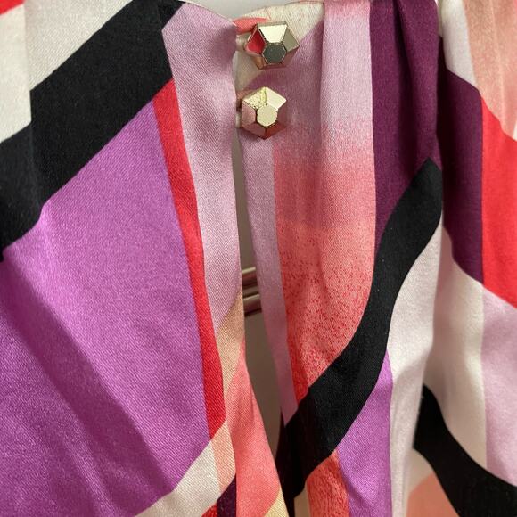 White House Black Market Multicolor Geometric Silk Stretch Tank Top Blouse - 4 - Picture 5 of 9